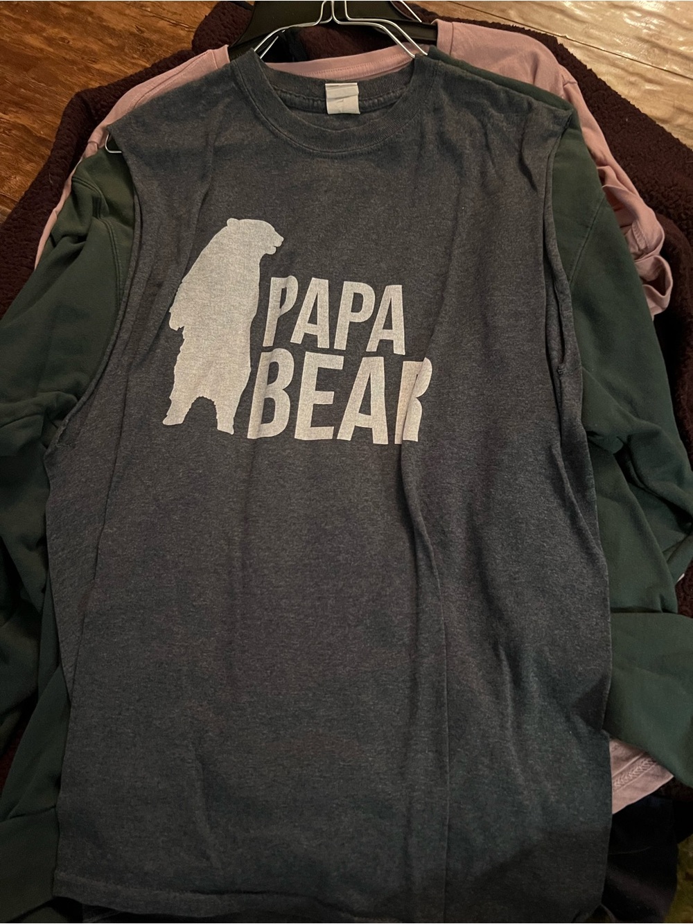 Papa Bear Graphic Tee - Dark Charcoal with White Print